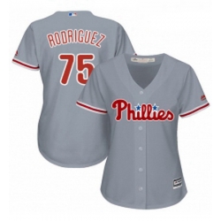 Womens Majestic Philadelphia Phillies 75 Francisco Rodriguez Replica Grey Road Cool Base MLB Jersey  Womens Majestic Philadelphia Phillies 75 Francisco Rodriguez Replica Grey Road Cool Base MLB Jersey