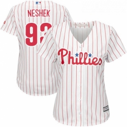 Womens Majestic Philadelphia Phillies 93 Pat Neshek Replica WhiteRed Strip Home Cool Base MLB Jersey  Womens Majestic Philadelphia Phillies 93 Pat Neshek Replica WhiteRed Strip Home Cool Base MLB Jersey