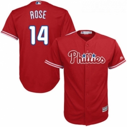 Youth Majestic Philadelphia Phillies 14 Pete Rose Replica Red Alternate Cool Base MLB Jersey