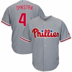 Youth Majestic Philadelphia Phillies 4 Lenny Dykstra Authentic Grey Road Cool Base MLB Jersey 