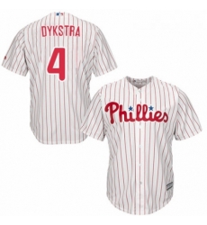 Youth Majestic Philadelphia Phillies 4 Lenny Dykstra Authentic WhiteRed Strip Home Cool Base MLB Jersey 