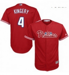 Youth Majestic Philadelphia Phillies 4 Scott Kingery Replica Red Alternate Cool Base MLB Jersey 