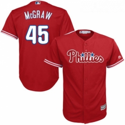 Youth Majestic Philadelphia Phillies 45 Tug McGraw Replica Red Alternate Cool Base MLB Jersey