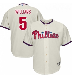 Youth Majestic Philadelphia Phillies 5 Nick Williams Replica Cream Alternate Cool Base MLB Jersey 