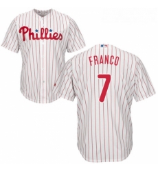 Youth Majestic Philadelphia Phillies 7 Maikel Franco Authentic WhiteRed Strip Home Cool Base MLB Jersey