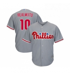 Youth Philadelphia Phillies 10 J T Realmuto Replica Grey Road Cool Base Baseball Jersey 