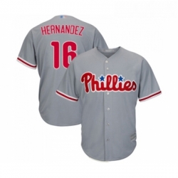 Youth Philadelphia Phillies 16 Cesar Hernandez Replica Grey Road Cool Base Baseball Jersey 