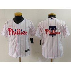 Youth Philadelphia Phillies Team Big Logo White Cool Base Stitched Baseball Jersey 5