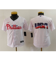 Youth Philadelphia Phillies Team Big Logo White Cool Base Stitched Baseball Jersey