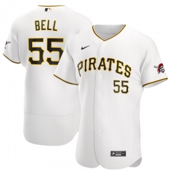 Men Pittsburgh Pirates 55 Josh Bell Men Nike White Home 2020 Flex Base Player MLB Jersey