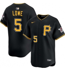 Men Pittsburgh Pirates Brandon Lowe #5 Flex Base Home Black Limited Jersey