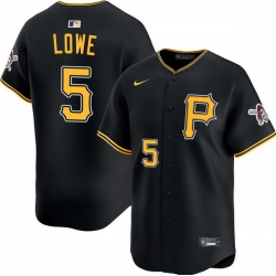 Men Pittsburgh Pirates Brandon Lowe #5 Flex Base Home Black Limited Jersey