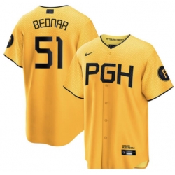 Men Pittsburgh Pirates David Bednar #51 Gold 2023 City Connect Flex Base Stitched Jersey