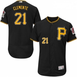 Mens Majestic Pittsburgh Pirates 21 Roberto Clemente Black Alternate Flex Base Authentic Collection MLB Jersey