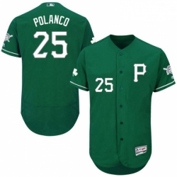 Mens Majestic Pittsburgh Pirates 25 Gregory Polanco Green Celtic Flexbase Authentic Collection MLB Jersey