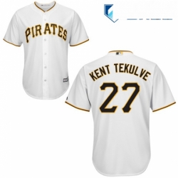 Mens Majestic Pittsburgh Pirates 27 Kent Tekulve Replica White Home Cool Base MLB Jersey