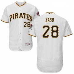 Mens Majestic Pittsburgh Pirates 28 John Jaso White Home Flex Base Authentic Collection MLB Jersey