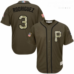 Mens Majestic Pittsburgh Pirates 3 Sean Rodriguez Replica Green Salute to Service MLB Jersey 