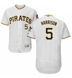 Mens Majestic Pittsburgh Pirates 5 Josh Harrison White Home Flex Base Authentic Collection MLB Jersey