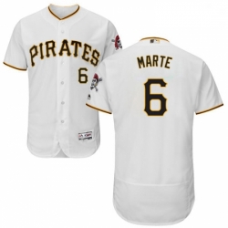 Mens Majestic Pittsburgh Pirates 6 Starling Marte White Home Flex Base Authentic Collection MLB Jersey