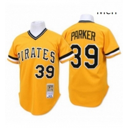 Mens Mitchell and Ness Pittsburgh Pirates 39 Dave Parker Authentic Gold Throwback MLB Jersey