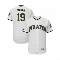 Mens Pittsburgh Pirates 19 Colin Moran White Alternate Authentic Collection Flex Base Baseball Jersey