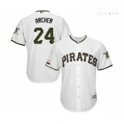 Mens Pittsburgh Pirates 24 Chris Archer Replica White Alternate Cool Base Baseball Jersey 