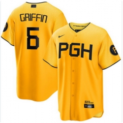 Nike Men's Pittsburgh Pirates Yellow Konnor Griffin #6 Stitched Cool Base Stitched Jersey