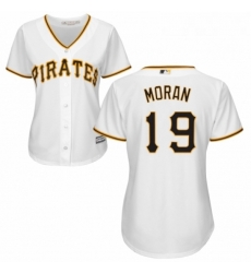 Womens Majestic Pittsburgh Pirates 19 Colin Moran Replica White Home Cool Base MLB Jersey 