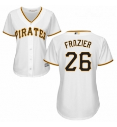 Womens Majestic Pittsburgh Pirates 26 Adam Frazier Replica White Home Cool Base MLB Jersey 