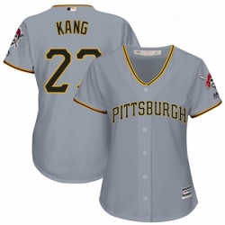 Womens Majestic Pittsburgh Pirates 27 Jung ho Kang Authentic Grey Road Cool Base MLB Jersey