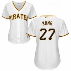 Womens Majestic Pittsburgh Pirates 27 Jung ho Kang Replica White Home Cool Base MLB Jersey