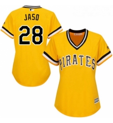 Womens Majestic Pittsburgh Pirates 28 John Jaso Replica Gold Alternate Cool Base MLB Jersey