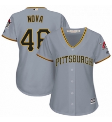 Womens Majestic Pittsburgh Pirates 46 Ivan Nova Replica Grey Road Cool Base MLB Jersey 