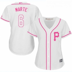 Womens Majestic Pittsburgh Pirates 6 Starling Marte Replica White Fashion Cool Base MLB Jersey