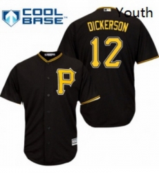 Youth Majestic Pittsburgh Pirates 12 Corey Dickerson Authentic Black Alternate Cool Base MLB Jersey 