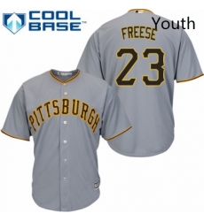 Youth Majestic Pittsburgh Pirates 23 David Freese Replica Grey Road Cool Base MLB Jersey 