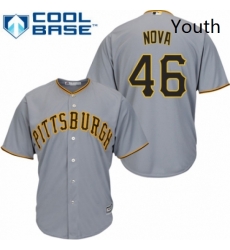 Youth Majestic Pittsburgh Pirates 46 Ivan Nova Replica Grey Road Cool Base MLB Jersey 