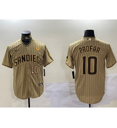 Men San Diego Padres 10 Jurickson Profar Tan Cool Base Stitched Baseball Jersey 5