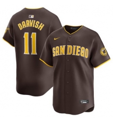 Men San Diego Padres 11 Yu Darvish Brown 2024 Away Limited Stitched Baseball Jersey