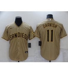 Men San Diego Padres 11 Yu Darvish Brown Cool Base Stitched Jerse