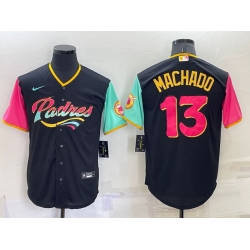 Men San Diego Padres 13 Manny Machado 2022 Black City Connect Cool Base Stitched Jersey