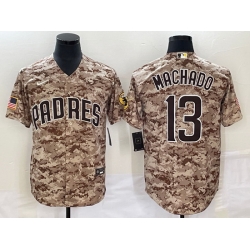 Men San Diego Padres 13 Manny Machado Camo Cool Base Stitched Jersey