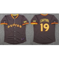 Men San Diego Padres 19 Tony Gwynn Brown Throwback MLB Jersey