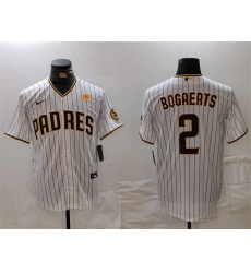 Men San Diego Padres 2 Xander Bogaerts White With PS Patch Cool Base Stitched Baseball Jersey