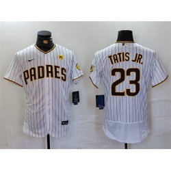 Men San Diego Padres 23 Fernando Tatis Jr  White With PS Patch Flex Base Stitched Baseball Jersey