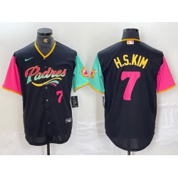 Men San Diego Padres 7 Ha Seong Kim Black City Connect Cool Base Stitched Baseball Jersey 2