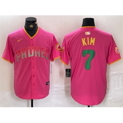 Men San Diego Padres  7 Ha Seong Kim Pink Cool Base Stitched Baseball Jersey