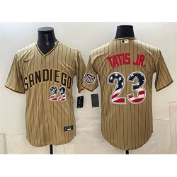 Men San Diego Padres  Fernando Tatis Jr  Tan USA 250 Fourth of July Home Stitched Baseball Jersey