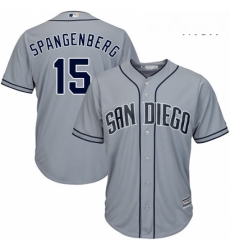 Mens Majestic San Diego Padres 15 Cory Spangenberg Replica Grey Road Cool Base MLB Jersey